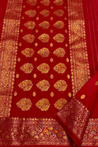 Red Chanderi Handloom Pure Katan Silk Saree