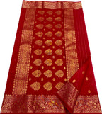 Red Chanderi Handloom Pure Katan Silk Saree