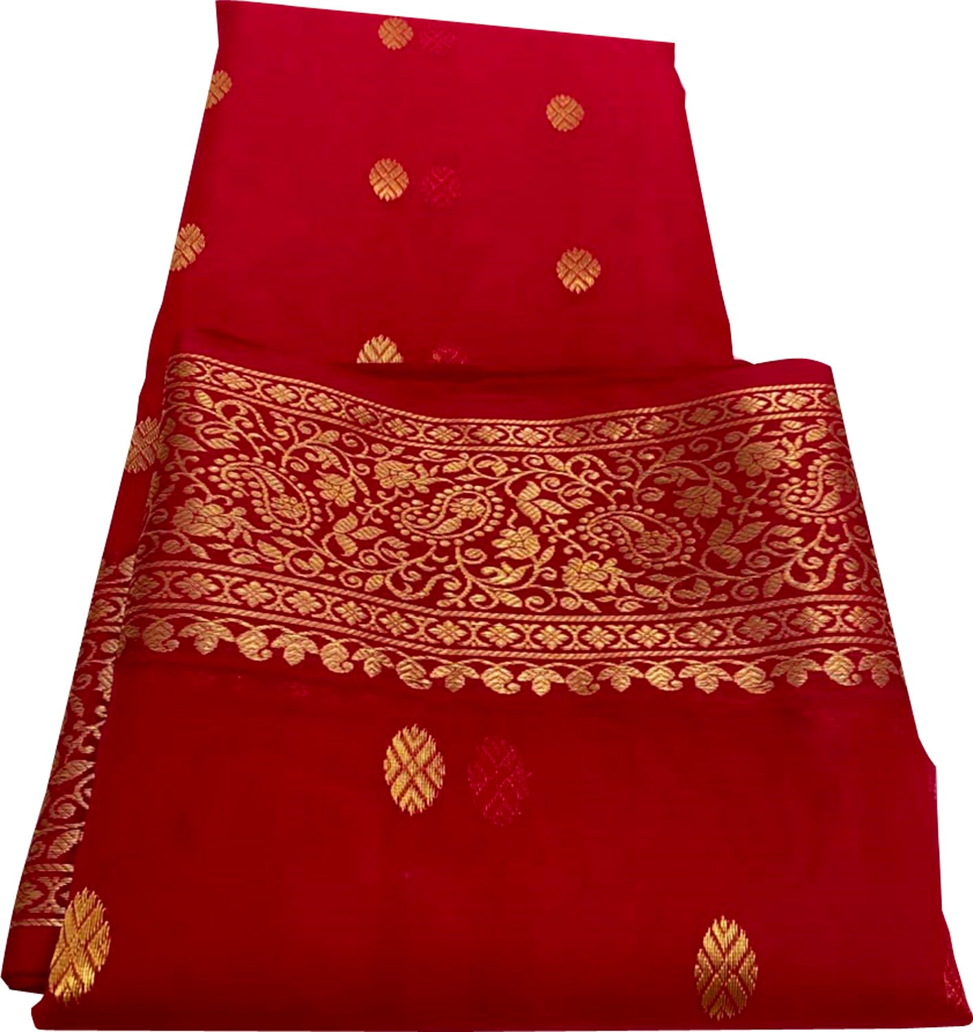 Red Chanderi Handloom Pure Katan Silk Saree