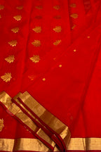 Red Chanderi Handloom Pure Katan Silk Saree