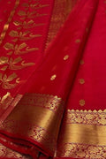 Red Chanderi Handloom Pure Katan Silk Saree