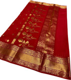 Red Chanderi Handloom Pure Katan Silk Saree