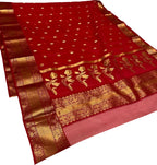 Red Chanderi Handloom Pure Katan Silk Saree