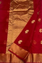 Red Chanderi Handloom Pure Katan Silk Saree