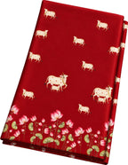 Red Digital Pichwai Printed Modal Satin Fabric