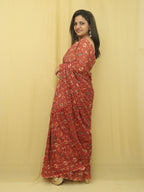 Red Digital Printed Georgette Patola Design Saree - Luxurion World