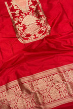 Red Banarasi Handloom Pure Katan Silk Cordset — Gold Zari Jaal, Bridal