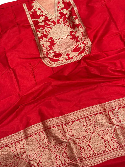 Red Handloom Banarasi Pure Katan Silk Cordset