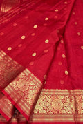 Red Handloom Chanderi Katan Organza Saree — Sheer Weave, Bridal