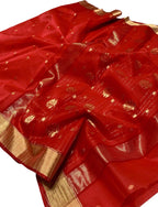 Red Chanderi Pure Katan Silk Saree Wedding