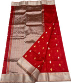 Red Handloom Chanderi Pure Silk Saree