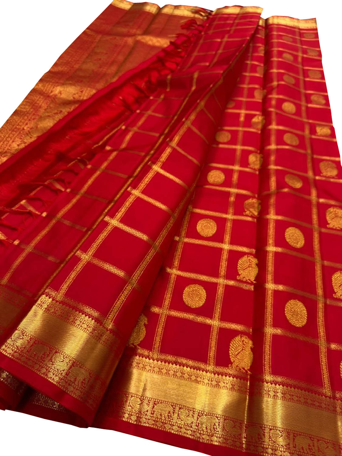 Red Handloom Kanjeevaram Pure Silk Saree — Handwoven, Festive & Bridal