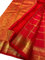 Red Handloom Kanjeevaram Pure Silk Saree — Handwoven, Festive & Bridal