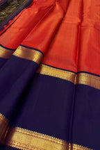 Orange Kanjeevaram Pure Silk Saree Handloom Weave Festive