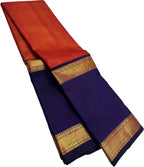 Orange Kanjeevaram Pure Silk Saree Handloom Weave Festive