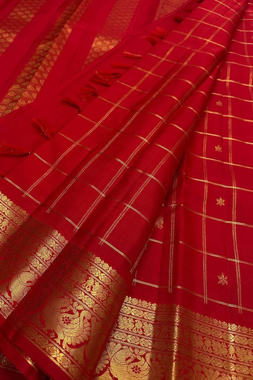 Red Kanjeevaram Pure Silk Saree Handloom Weave Bridal