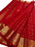 Red Kanjeevaram Pure Silk Saree Handloom Weave Bridal