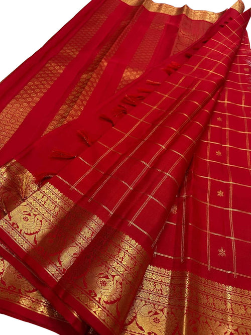 Red Kanjeevaram Pure Silk Saree Handloom Weave Bridal