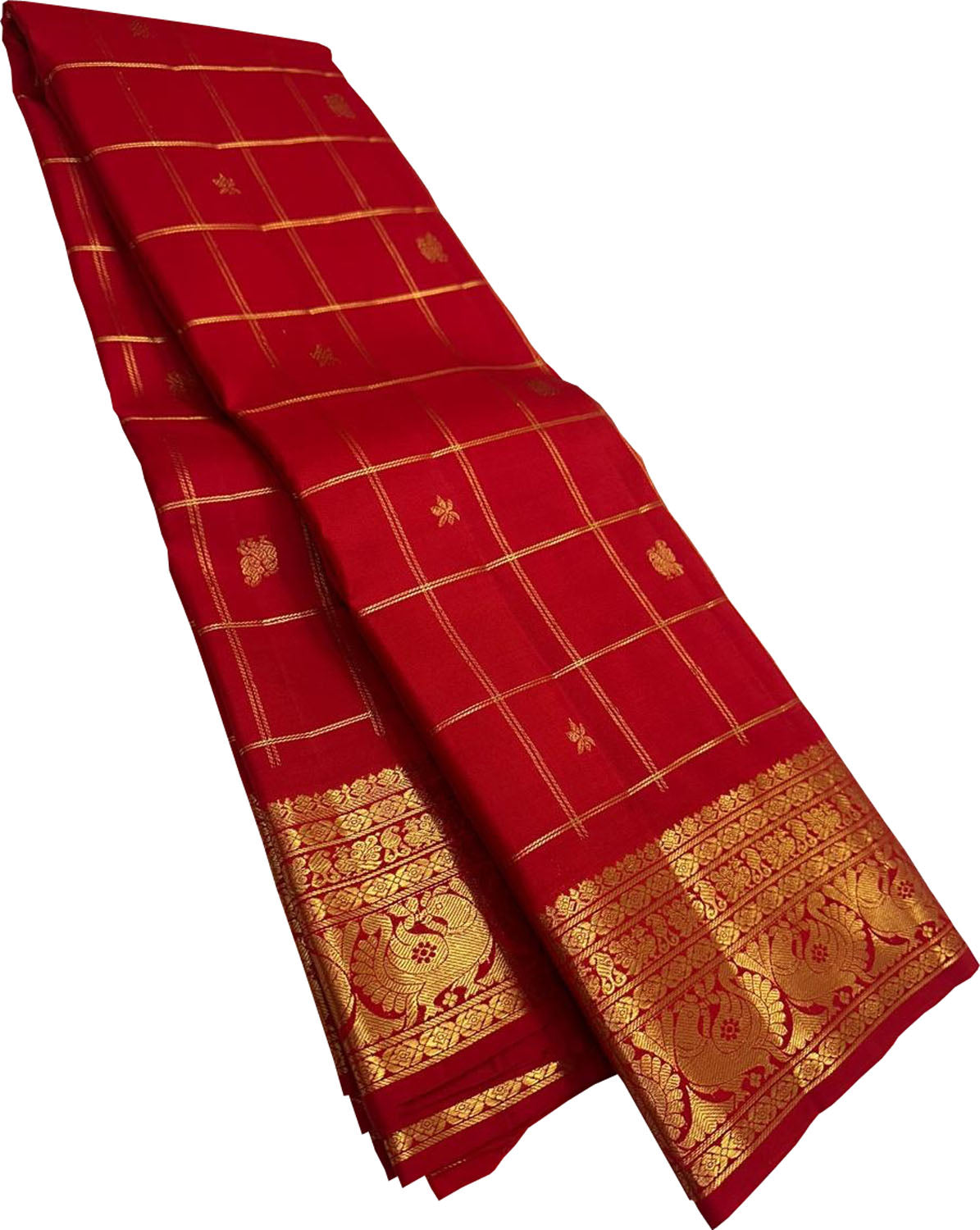 Red Kanjeevaram Pure Silk Saree Handloom Weave Bridal