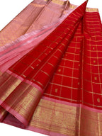Red Kanjeevaram Pure Silk Saree Handloom Weave Festive