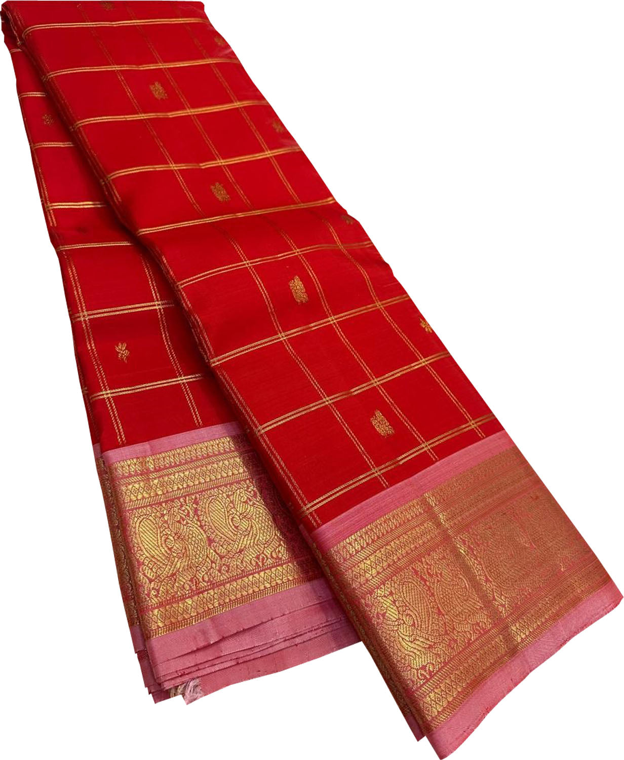 Red Kanjeevaram Pure Silk Saree Handloom Weave Festive