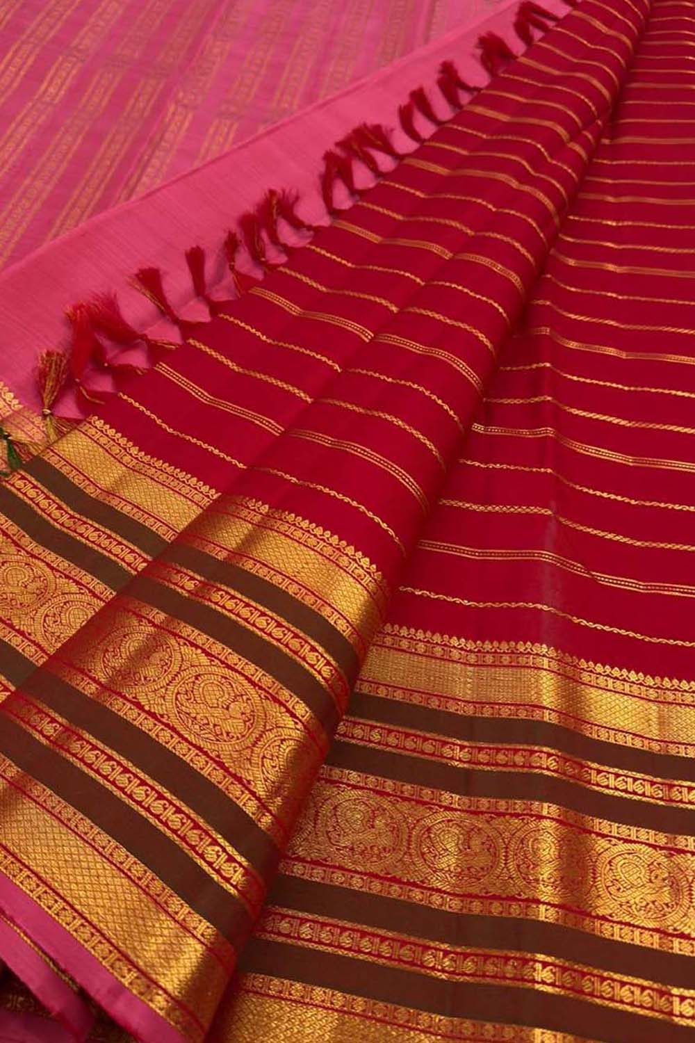 Red Kanjeevaram Pure Silk Saree Handloom Bridal Wedding