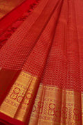 Red Kanjeevaram Pure Silk Saree Handloom Festive Ethnic Gift