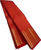 Red Kanjeevaram Pure Silk Saree Handloom Festive Ethnic Gift