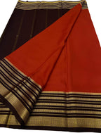 Red Mysore Pure Crepe Silk Saree Handloom Weave Bridal