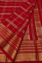 Red Handloom Mysore Pure Crepe Silk Saree