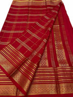 Red Handloom Mysore Pure Crepe Silk Saree