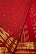 Red Handloom Mysore Pure Crepe Silk Saree