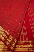 Red Handloom Mysore Pure Crepe Silk Saree