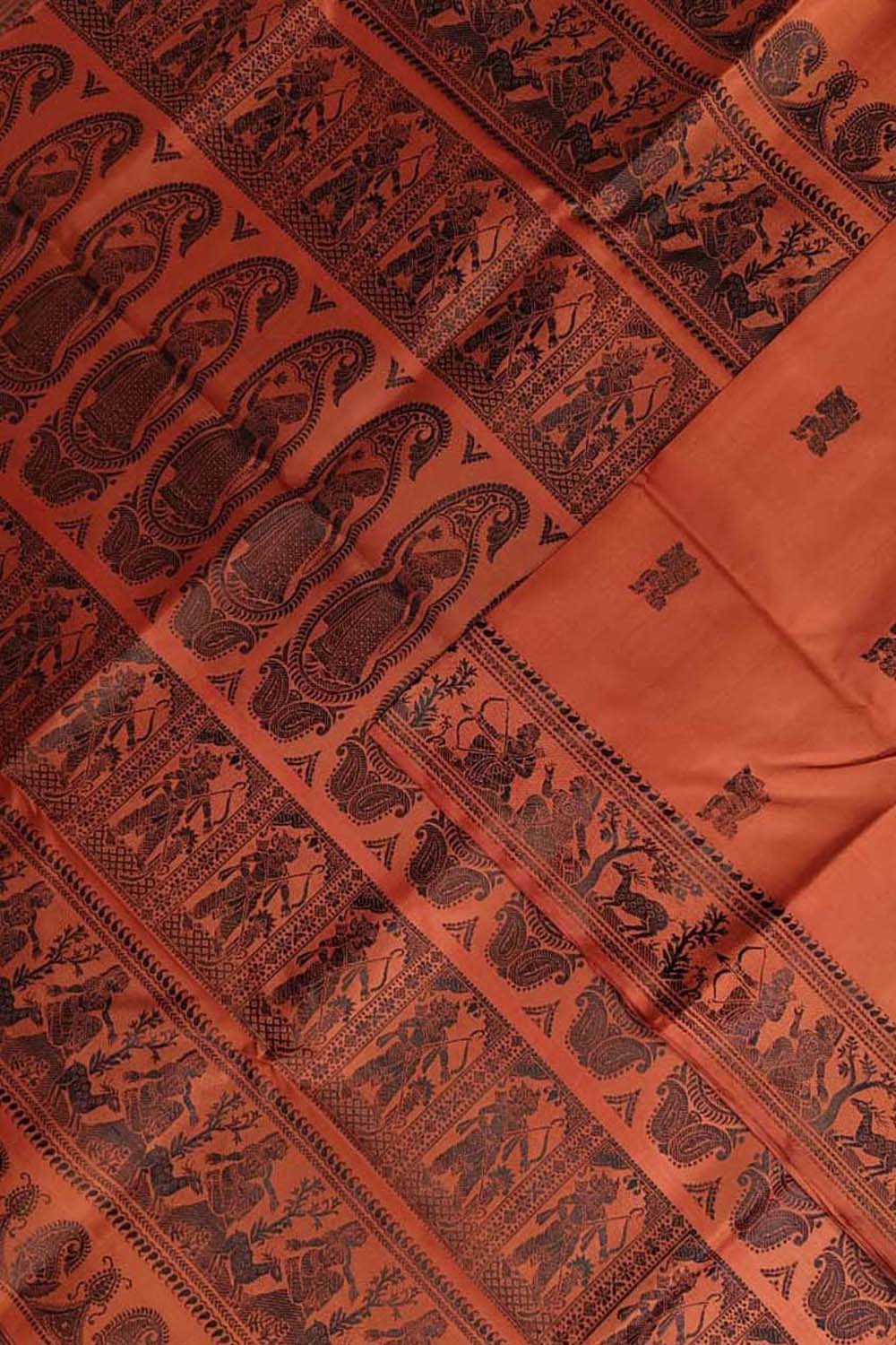 Orange Swarnachari Pure Silk Saree — Handloom Weave, Festive & Wedding