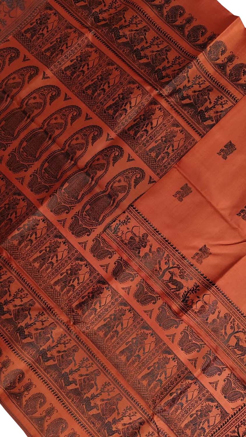 Orange Swarnachari Pure Silk Saree — Handloom Weave, Festive & Wedding