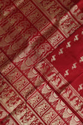 Red Swarnachari Pure Silk Saree — Handloom Weave, Festive & Wedding