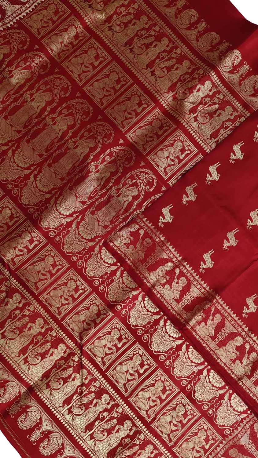 Red Swarnachari Pure Silk Saree — Handloom Weave, Festive & Wedding