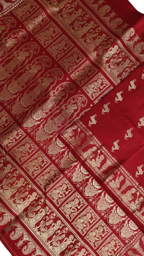 Red Swarnachari Pure Silk Saree — Handloom Weave, Festive & Wedding