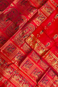 Red Swarnachari Pure Silk Saree Handloom Woven Wedding