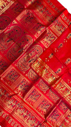 Red Swarnachari Pure Silk Saree Handloom Woven Wedding