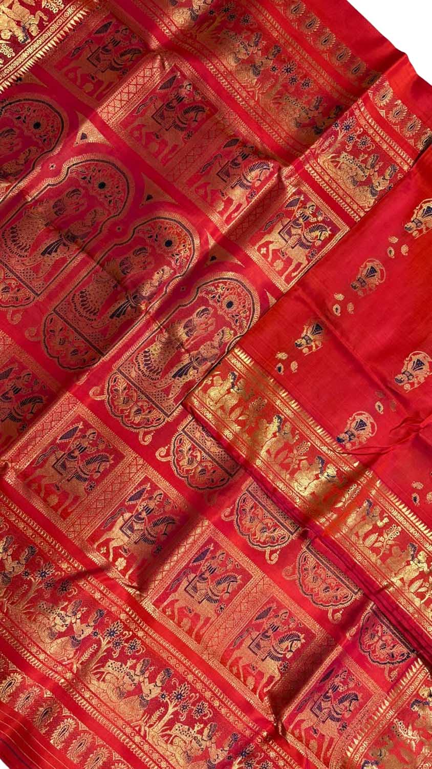 Red Swarnachari Pure Silk Saree Handloom Woven Wedding