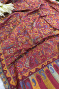 Red Kashmiri Pashmina Stole—Vintage Buta Needle Work, Festive & Ethnic Wear