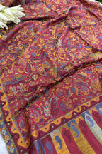 Red Kashmiri Pashmina Stole—Vintage Buta Needle Work, Festive & Ethnic Wear