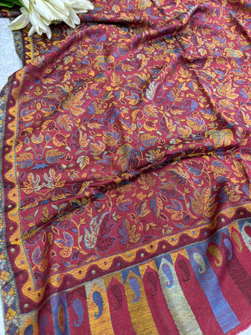 Red Pashmina Kashmiri Needle Work Stole