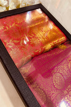 Premium Red and Pink Banarasi Silk Fashion Stole Gift Set of Two Stylish Wrap for Festive | College | Casual | Night Parties - Luxurion World