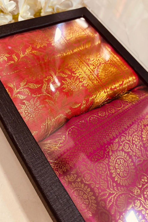 Premium Red and Pink Banarasi Silk Fashion Stole Gift Set of Two Stylish Wrap for Festive | College | Casual | Night Parties - Luxurion World