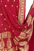 Red Pure Georgette Bandhani Rai Bandhej Dupatta