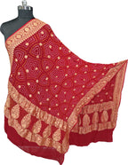Red Pure Georgette Bandhani Rai Bandhej Dupatta