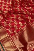 Red Pure Katan Chanderi Handloom Silk Saree