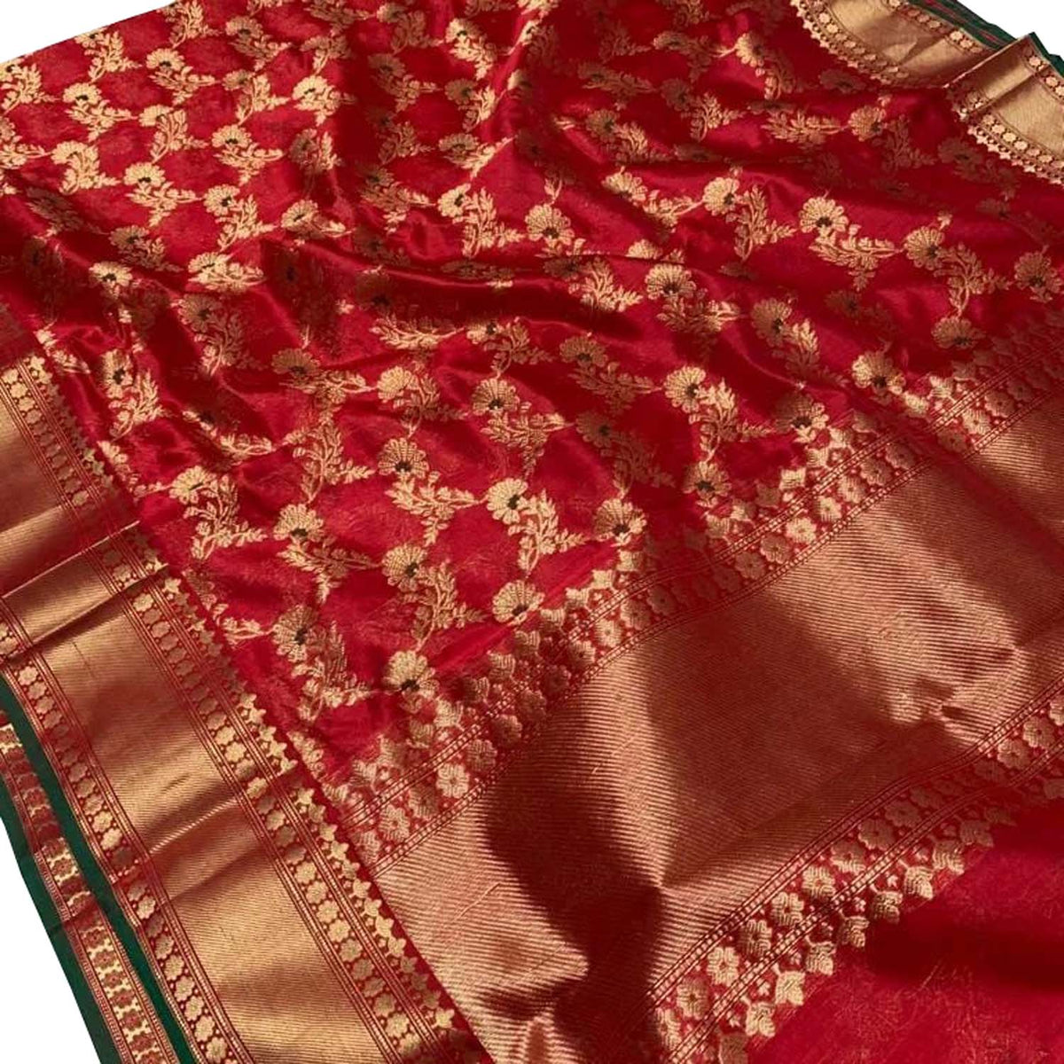 Red Pure Katan Chanderi Handloom Silk Saree